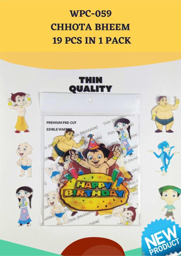 Edible | Stick-on Cake décor | Chhota Bheem | 19 Pcs