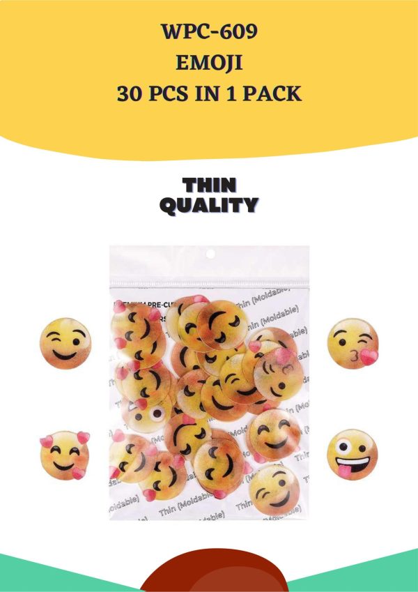 Edible | Stick-on Cake décor | Emoji | 30 Pcs