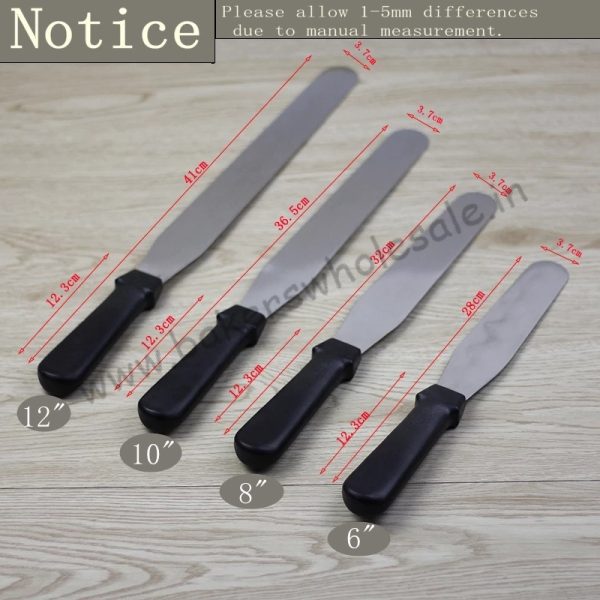 6/8/10/12 Inch Stainless Steel Plain / Straight Cake Icing Pallet Knife Butter Cream Icing Frosting Knife Smoother - Image 4