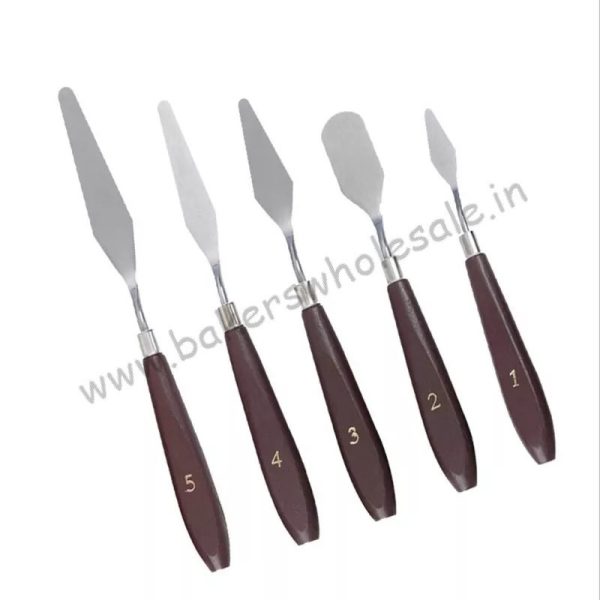 5pcs pallet Knife Stainless Steel Spatula Baking Pastry Tools Fondant Cream Mixing Scraper - Image 5