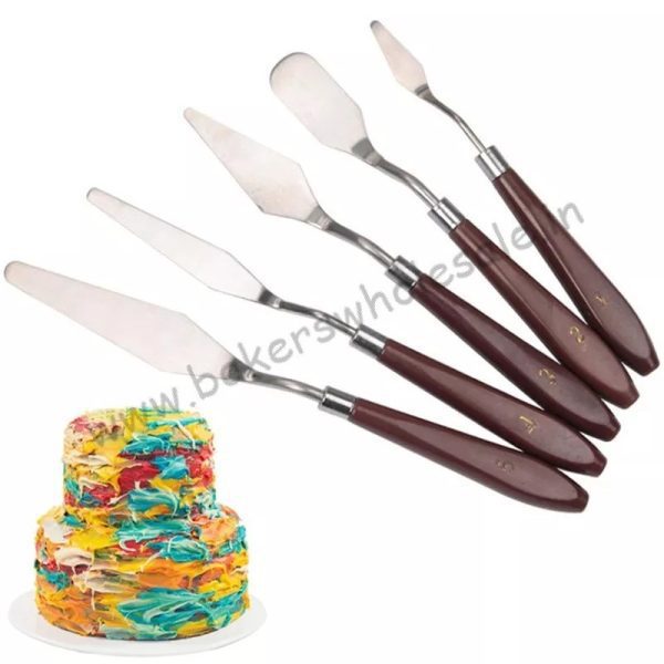 5pcs pallet Knife Stainless Steel Spatula Baking Pastry Tools Fondant Cream Mixing Scraper