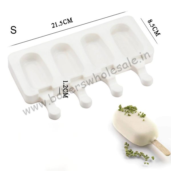 4-Cavity Baking Small Cakesicle Mold , Silicone Popsicle Molds Cake , Ice cream Mold for DIY Ice Pops