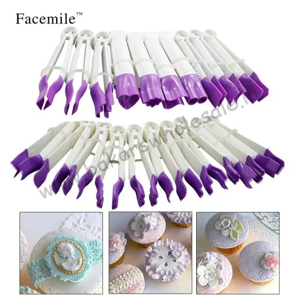 20pcs/set Fondant Crimper Tool Set Sugar Craft Cake Decorating Baking Fondant Cake Tools Mould