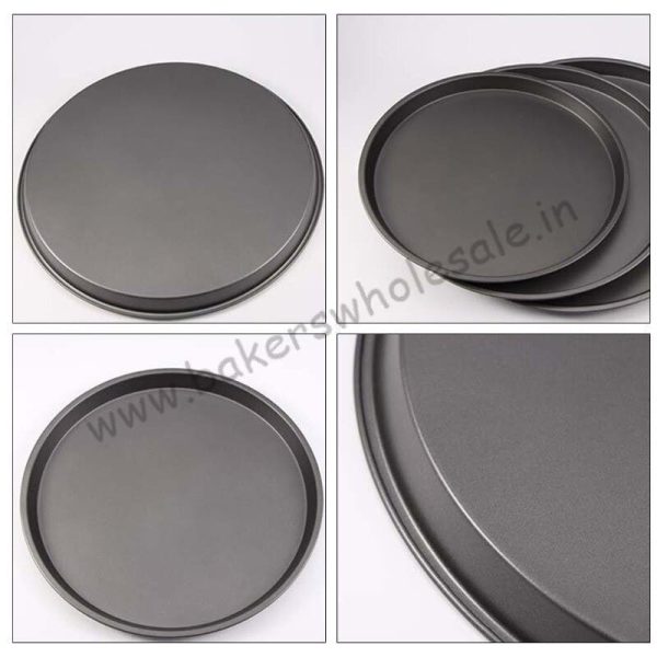 Non-Stick Pizza Pan 1 inch Carbon Steel Pizza Oven Tray Shallow Round Pizza Plate Pan Roasting Tin Baking Tools