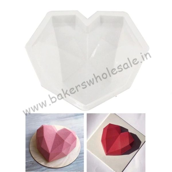 3D Diamond Love Heart Shape Silicone Molds Bakeware Mousse Pastry Dessert Molds Piñata Mold