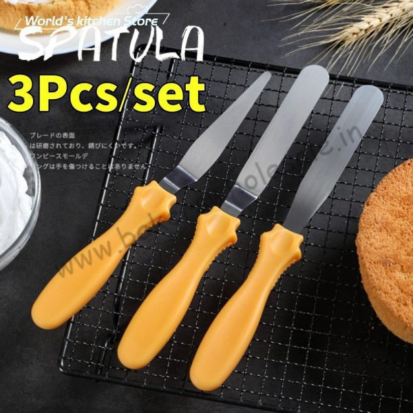 3Pcs Stainless Steel Spatula Palette Knife Set Cake Decorating - Image 5