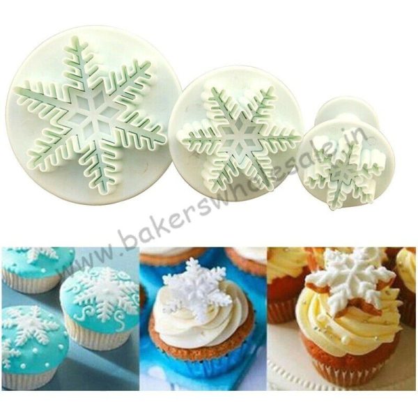 3pcs/Set Christmas Snowflake Plunger Cutter Cake Mold DIY Fondant Cake Sugar craft Décor Baking Tools Cake Making Cutter