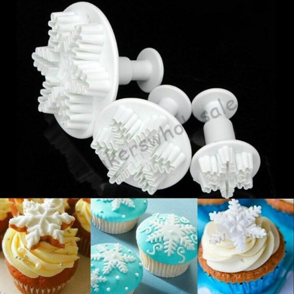 3pcs/Set Christmas Snowflake Plunger Cutter Cake Mold DIY Fondant Cake Sugar craft Décor Baking Tools Cake Making Cutter - Image 5