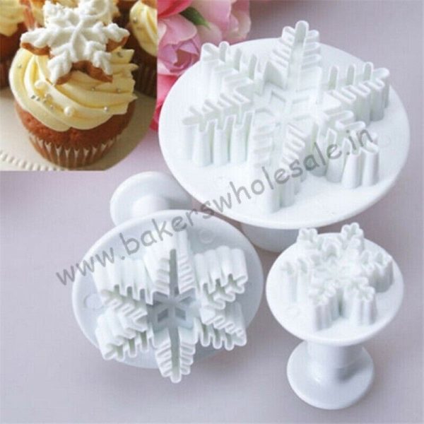 3pcs/Set Christmas Snowflake Plunger Cutter Cake Mold DIY Fondant Cake Sugar craft Décor Baking Tools Cake Making Cutter - Image 2