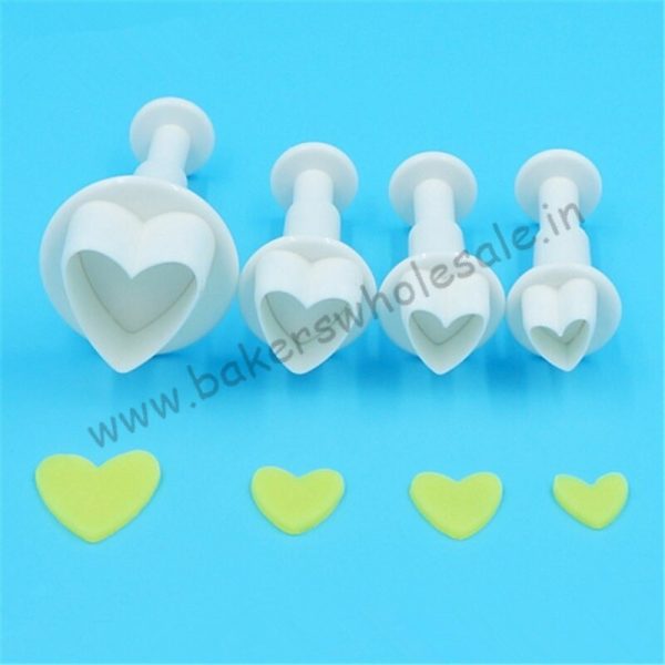 4pcs/set Heart Plastic Plunger Cutter Fondant Tools Professional Cake Decorating