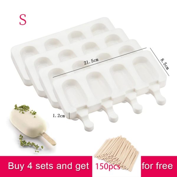 4-Cavity Baking Small Cakesicle Mold , Silicone Popsicle Molds Cake , Ice cream Mold for DIY Ice Pops - Image 2