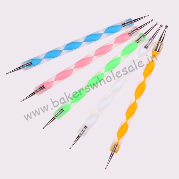 5 Pcs Point Drill Creasing Pen Clay Modeling Tool Spiral Double Head Dotting Tools Ball Styluses Tools - Image 3