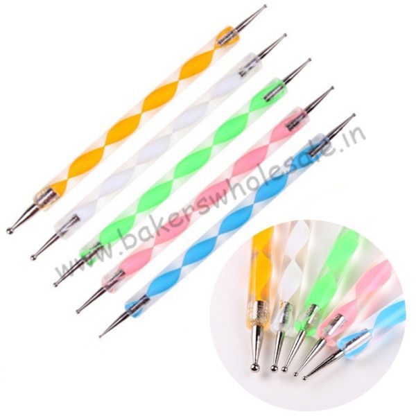 5 Pcs Point Drill Creasing Pen Clay Modeling Tool Spiral Double Head Dotting Tools Ball Styluses Tools