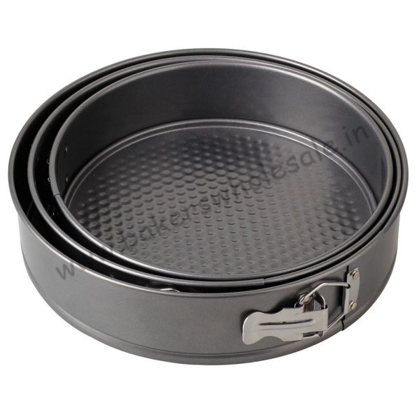 Teflon Coated Steel Round 3 Tier Cheese Cake Mould/Nonstick Cake Mould/Removable/Lockable Cake Mould Spring form- Black