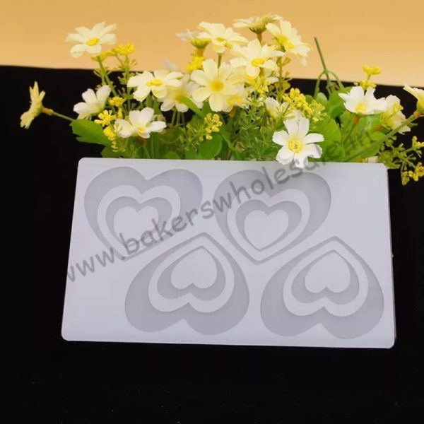 Silicon Tripple Heart Shape Chocolate Garnishing Mould Cake Decorating - Image 2