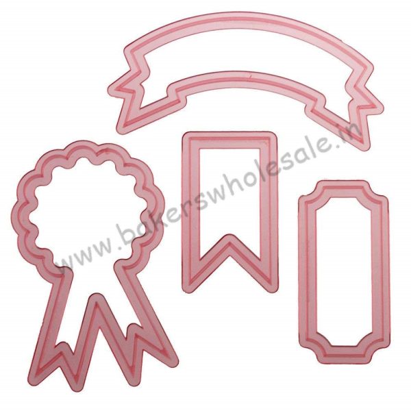 4pcs Label Cutter Set Cookie Cutter Plastic Fondant Cutter Gumpaste Cutter