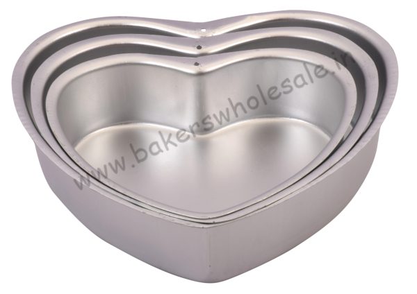 Aluminum Silver Heart Cake Mold 250g, 500g, 1Kg 3pcs Set