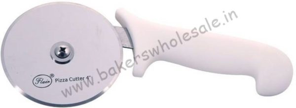 Professional Kitchen Tool Pizza Cutter with White Handle - 4 inch - 1 Pcs