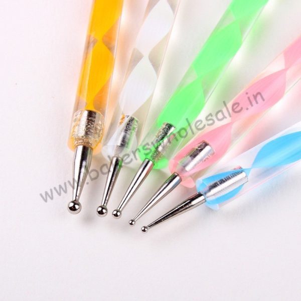 5 Pcs Point Drill Creasing Pen Clay Modeling Tool Spiral Double Head Dotting Tools Ball Styluses Tools - Image 5