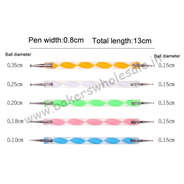 5 Pcs Point Drill Creasing Pen Clay Modeling Tool Spiral Double Head Dotting Tools Ball Styluses Tools - Image 4