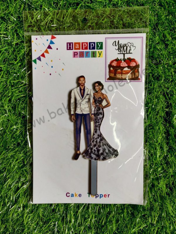 1PC Couple Cake Topper MDF Cake Topper