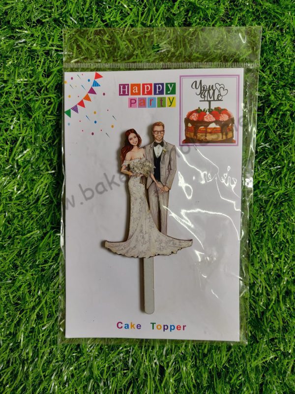 1PC Couple Cake Topper MDF Cake Topper