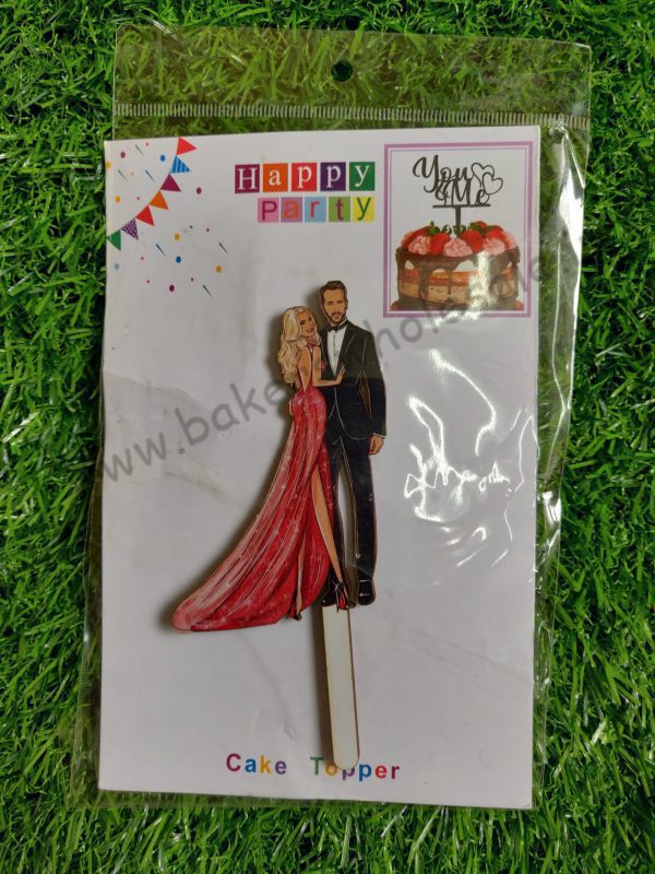 1PC Couple Cake Topper MDF Cake Topper