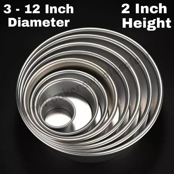 Aluminium Heavy Round Cake Mold  (3" to 12 inch Diameter) (2" Height)