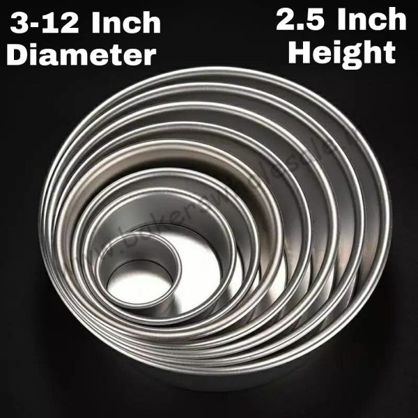 Aluminium Heavy Round Cake Mold (3" to 12 inch Diameter) ( 2.5" Height)