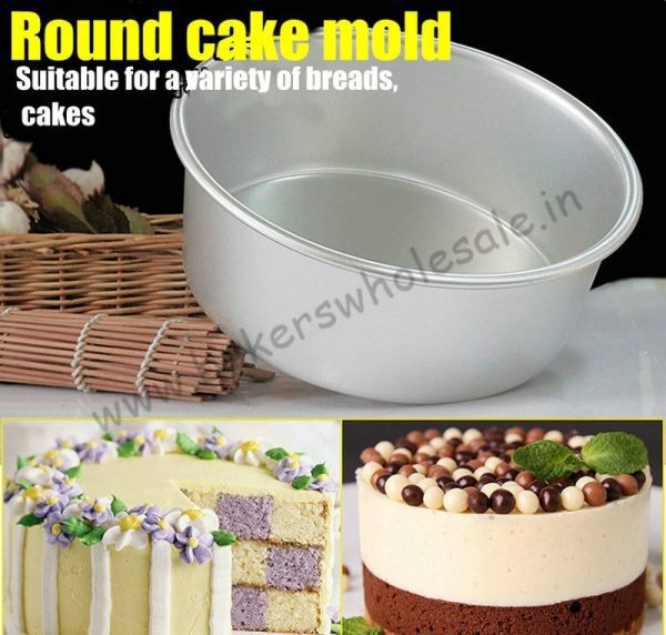 Aluminium Heavy Round Cake Mold (3" to 12 inch Diameter) ( 2.5" Height) - Image 2