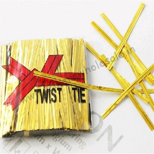 Metallic Twist Ties for Candy Lollipop Cake Pop Cello Bag Party Event Accessories Decoration Wholesale