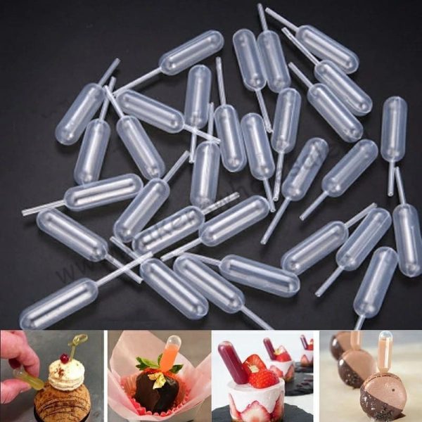 50pcs/pkt 4ml Plastic Squeeze Transfer Pipettes Dropper Disposable Pipettes For Strawberry Cupcake Ice Cream Chocolate