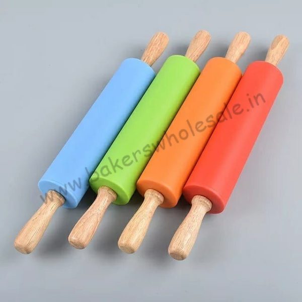 Small Size Non-Stick Silicone Rolling Pin Wooden Handle Pastry Dough Flour Roller - Image 4