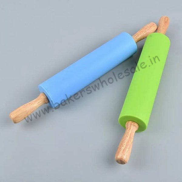 Small Size Non-Stick Silicone Rolling Pin Wooden Handle Pastry Dough Flour Roller - Image 3