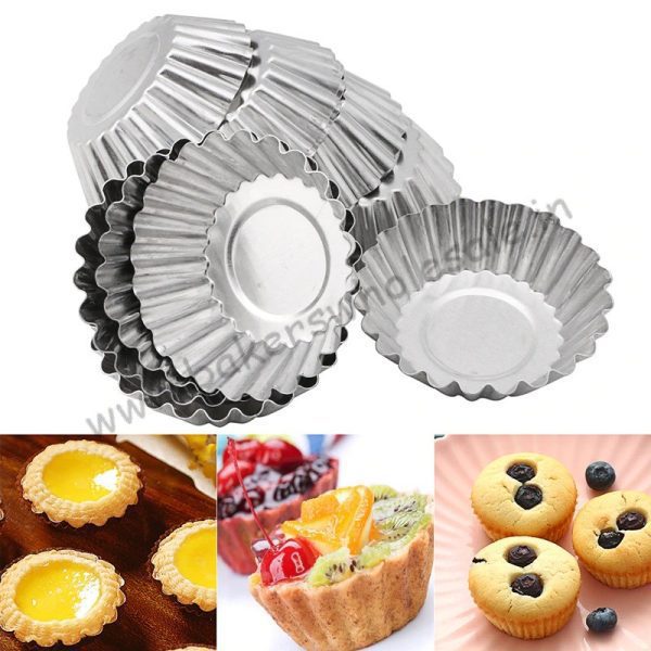 Aluminum Tart Mold Cupcake Cake Cookie Mold Pudding Mold Tin Baking Tool (Pack Of 12)