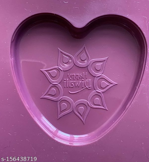 1PC  Happy Diwali heart shape Molds Silicone Chocolate Silicone Chocolate Mold - Image 2