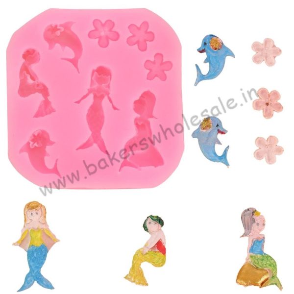 Mermaid Dolphin Flower Silicone Resin Mold Fondant Cupcake Chocolate Sugarcraft Candy Cake Decorating Tools