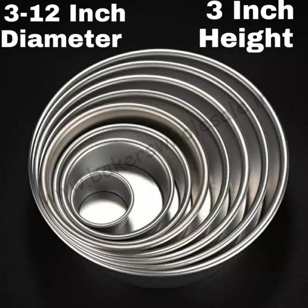 Aluminium Heavy Round Cake Mold (3" to 12 inch Diameter) ( 3" Height)