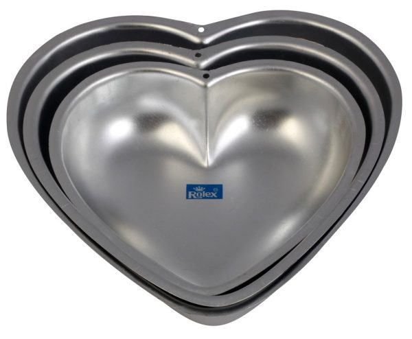 Aluminum Silver Valentine Heart Cake Mold 250g, 500g, 1Kg 3pcs Set