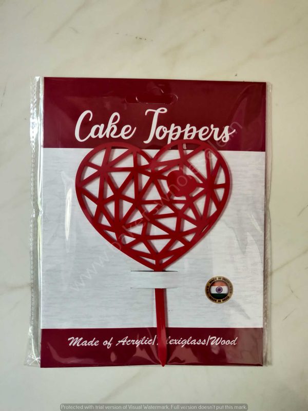 4 Inch Acrylic Cake Topper Valentines Day (1 Pcs/pkt) - Image 2