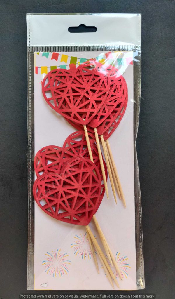 10 Pcs/pkt Valentines Day Topper Paper Tags with Toothpick - Image 2