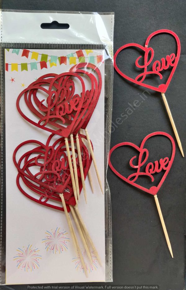 10 Pcs/pkt Valentines Day Topper Paper Tags with Toothpick