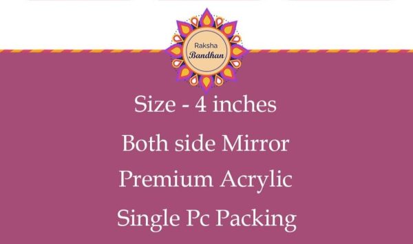 Happy Rakhi 4 Inch Toppers (Pack of 1Pc) both side Mirror - Image 2