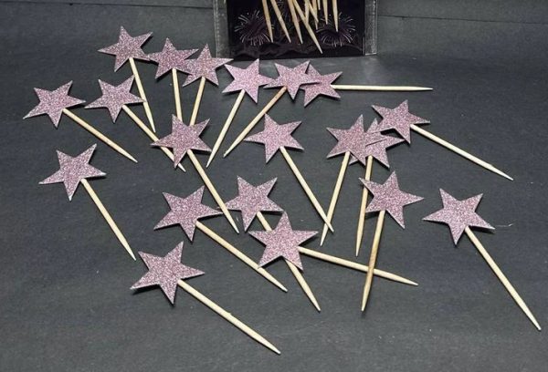 20 Pcs/pkt Glitter Objects Topper Paper Tags with Toothpick - Image 10