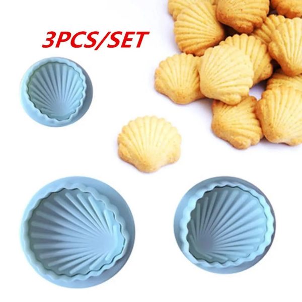 3pcs/set Shell Cutter Plunger Fondant Plunger Embossing Tool Cake Decorating