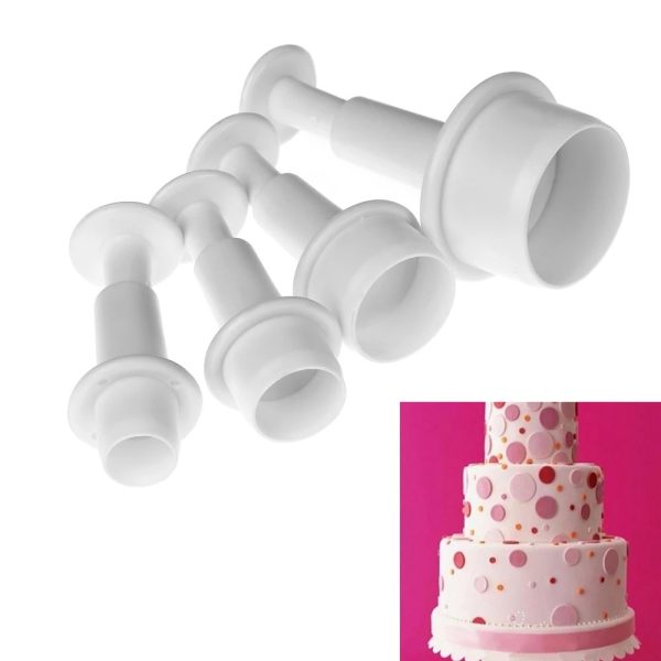 4pcs/set Round Plastic Plunger Cutter Fondant Tools Professional Cake Decorating