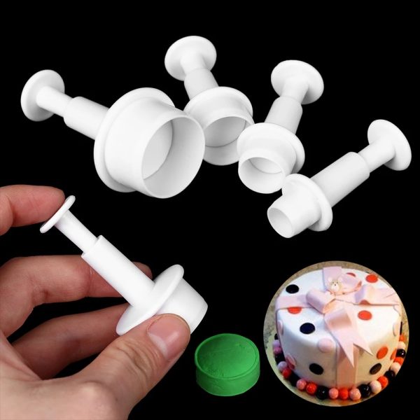 4pcs/set Round Plastic Plunger Cutter Fondant Tools Professional Cake Decorating - Image 5