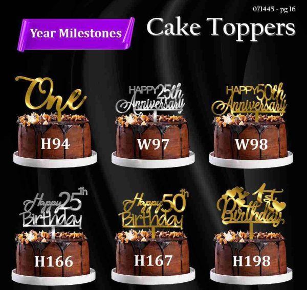 Cake Toppers -(Pack of 5pcs)  4 inch Topper Years Milestone