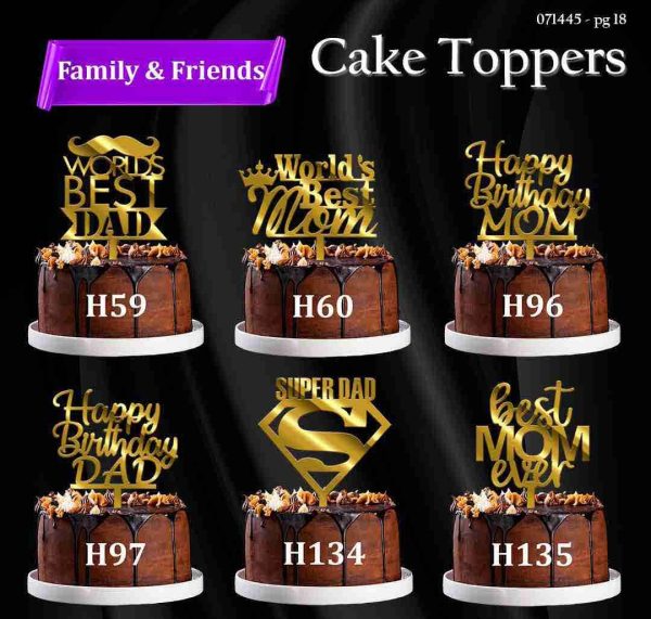 Cake Toppers -(Pack of 5pcs)  4 inch Topper Family & Friends