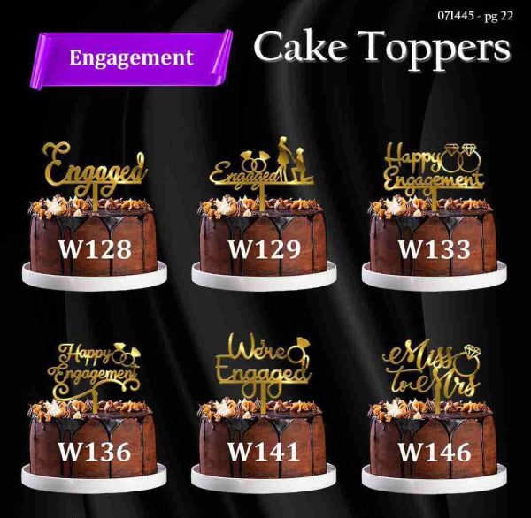 Cake Toppers -(Pack of 5pcs)  4 inch Topper Engagement